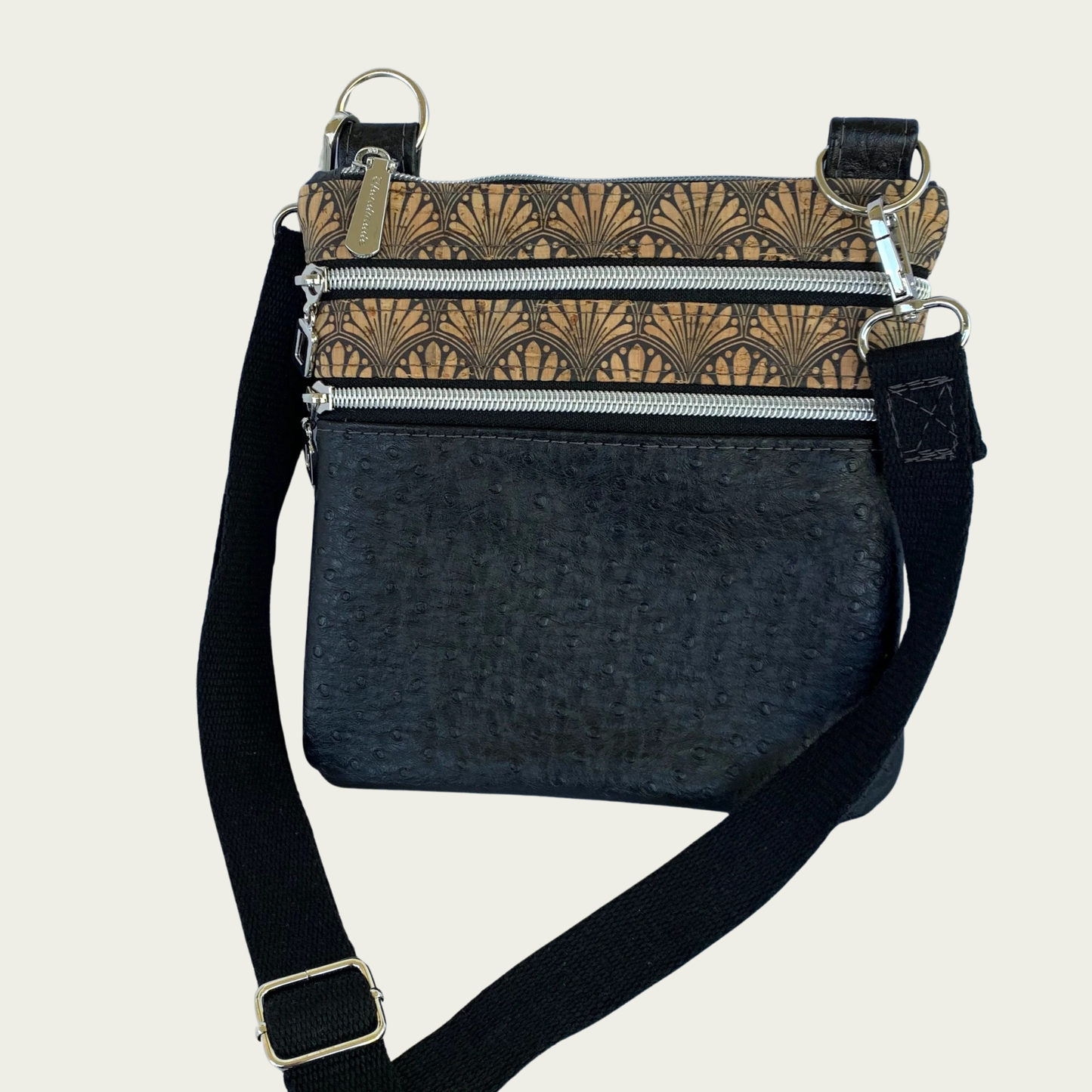 Zippy Crossbody – Ostrich & Cork Shells