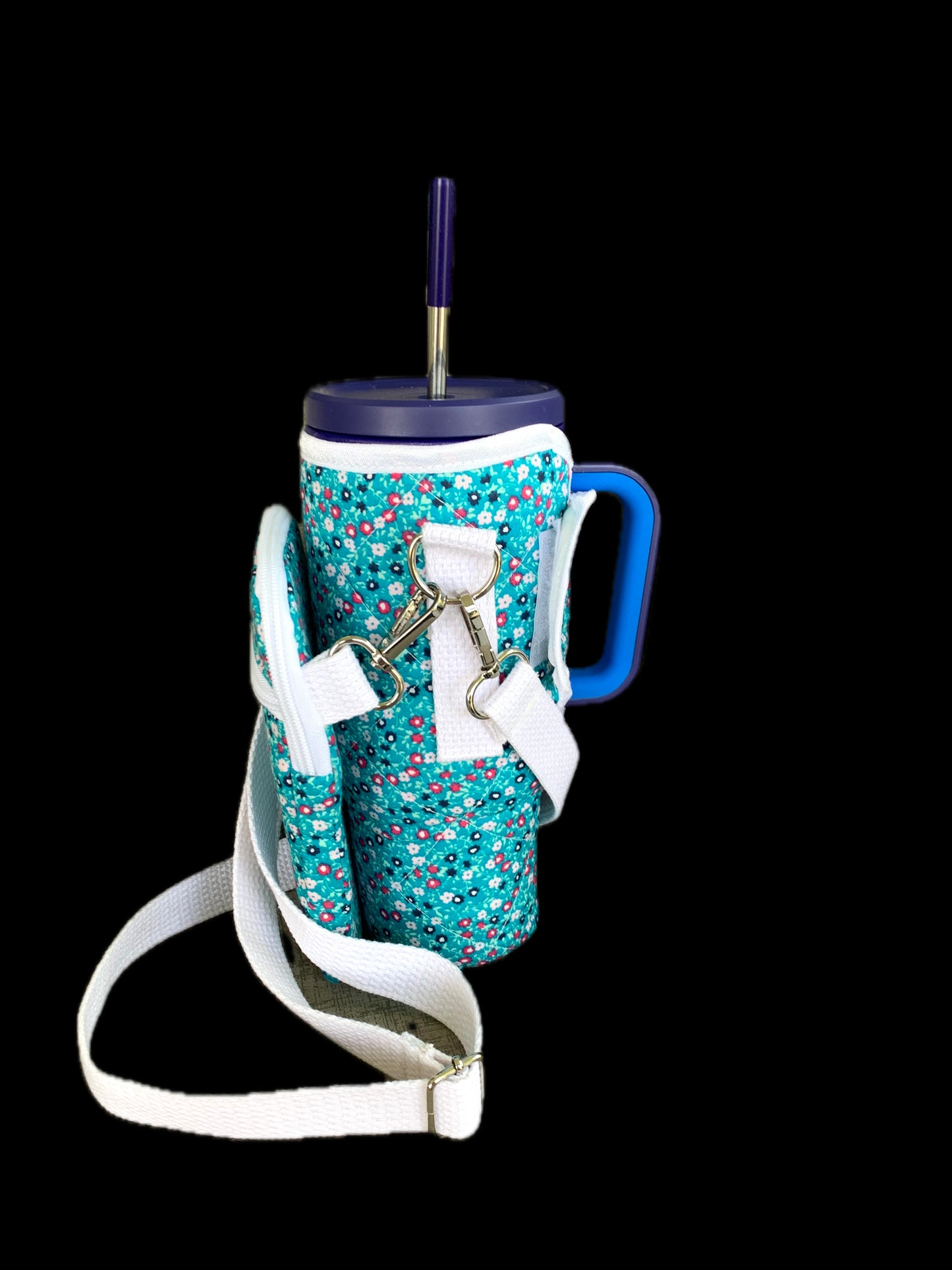Tumbler / Phone Carrier - Turquoise Floral
