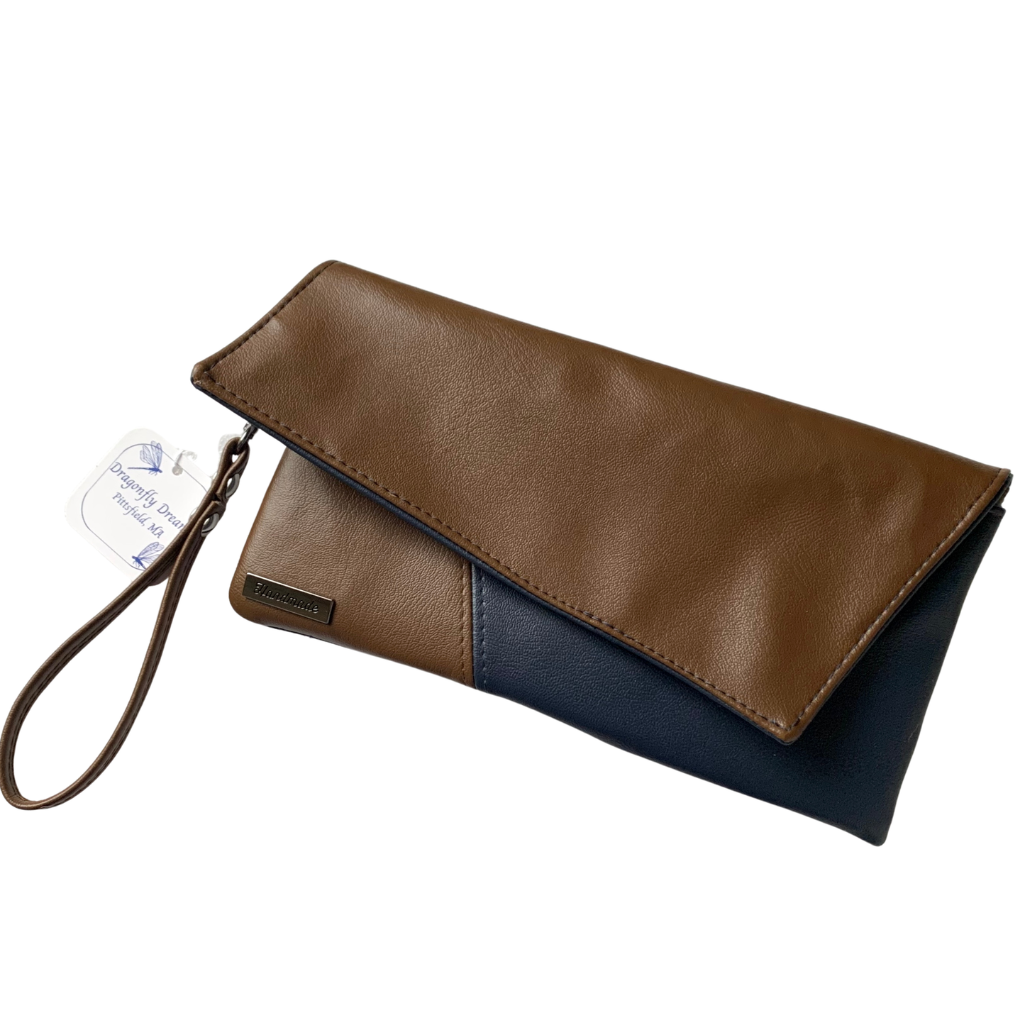 Lapel Clutch - Two-Toned Navy and Brown