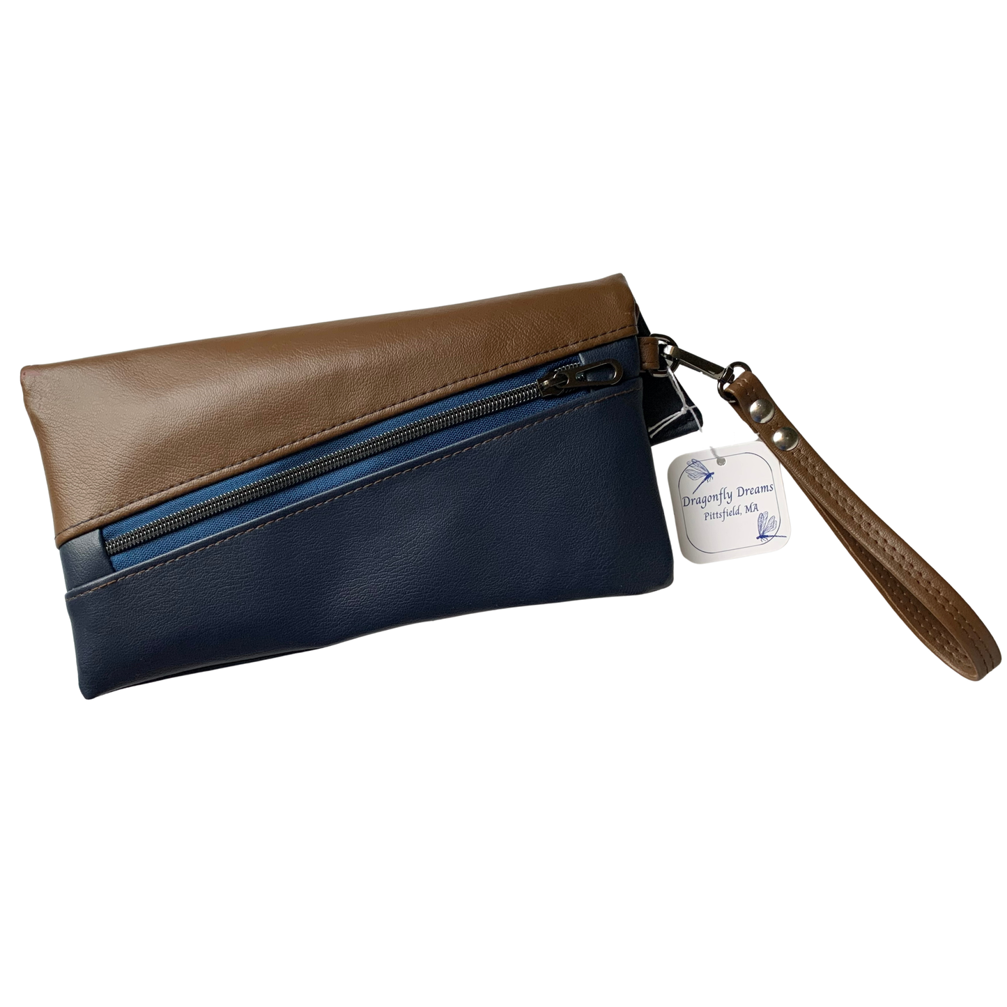 Lapel Clutch - Two-Toned Navy and Brown