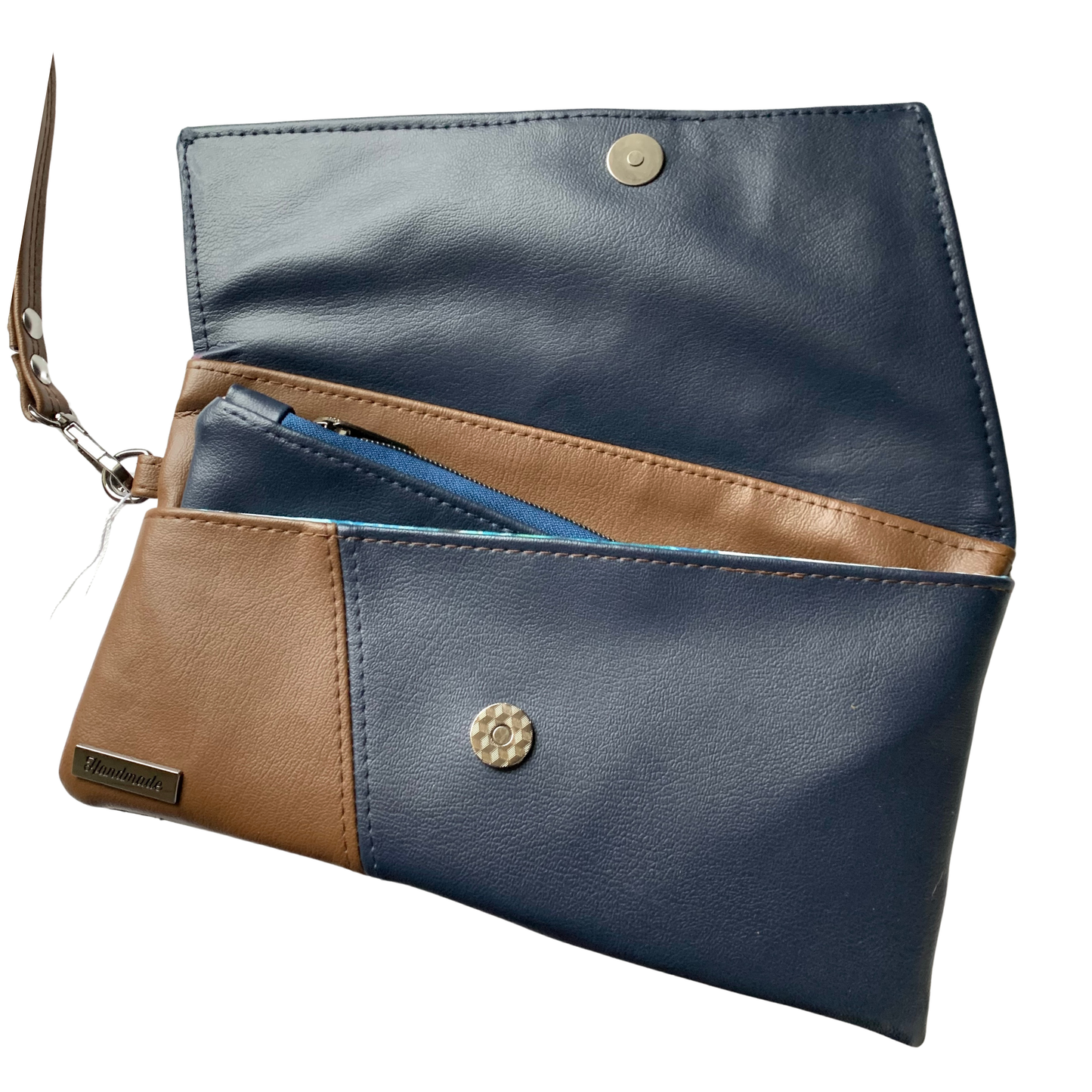 Lapel Clutch - Two-Toned Navy and Brown