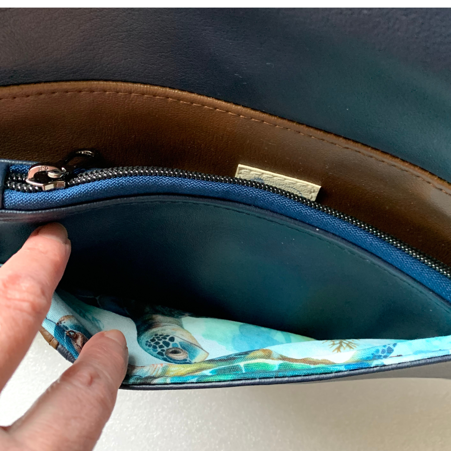 Lapel Clutch - Two-Toned Navy and Brown