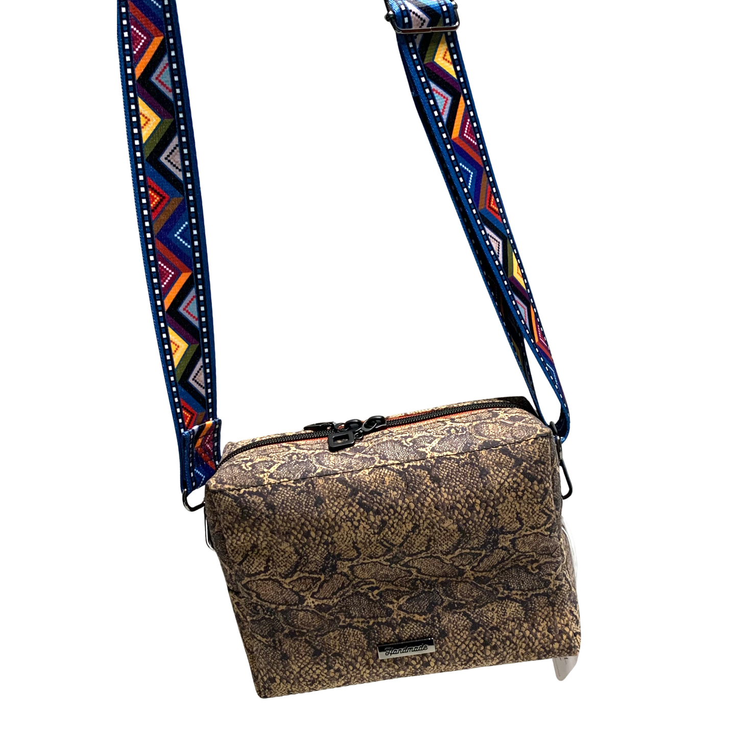 Lisa Boxy Crossbody - Snake Cork