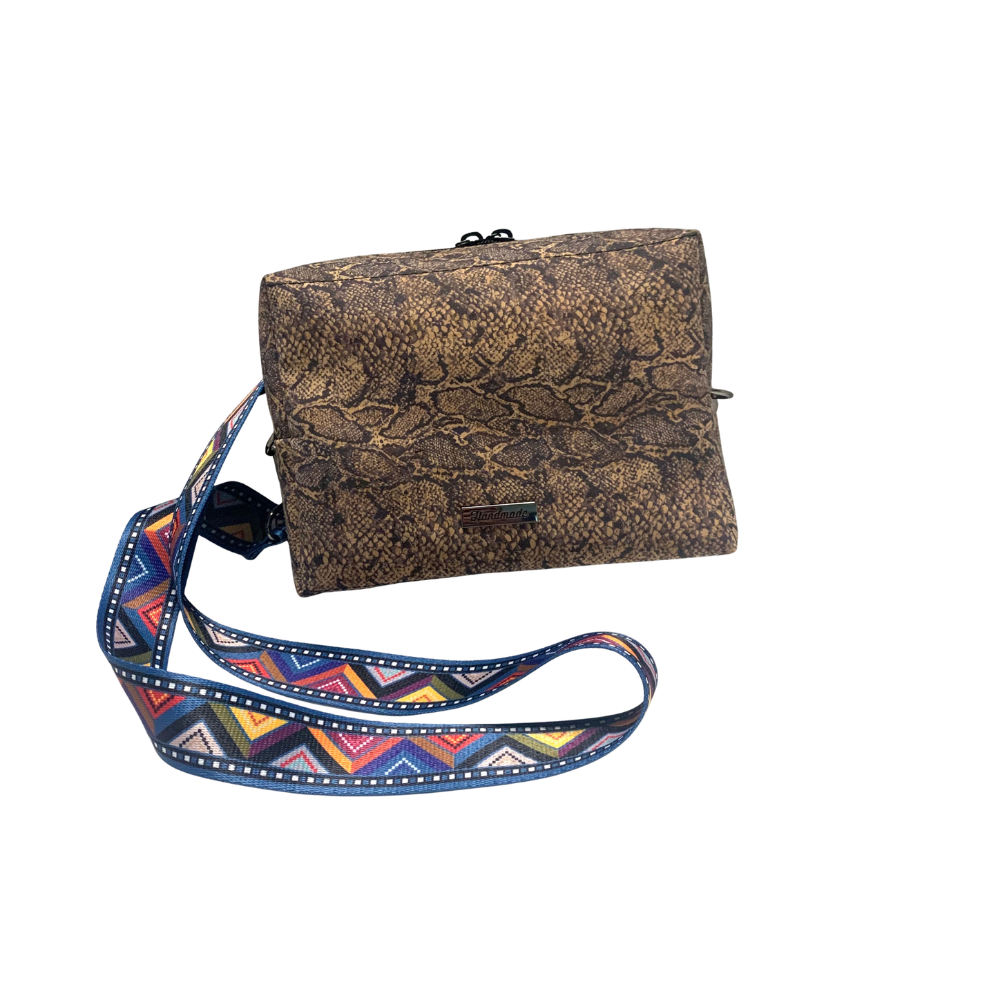 Lisa Boxy Crossbody - Snake Cork