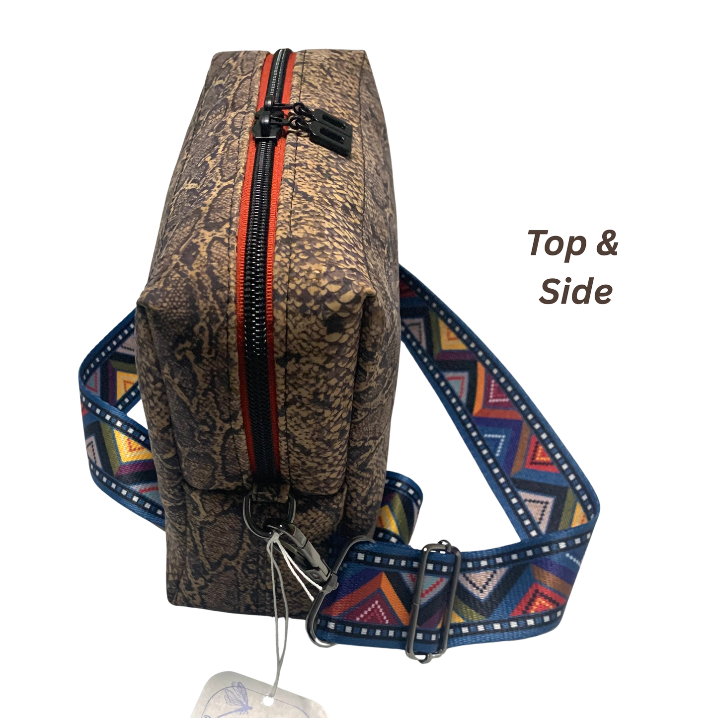 Lisa Boxy Crossbody - Snake Cork