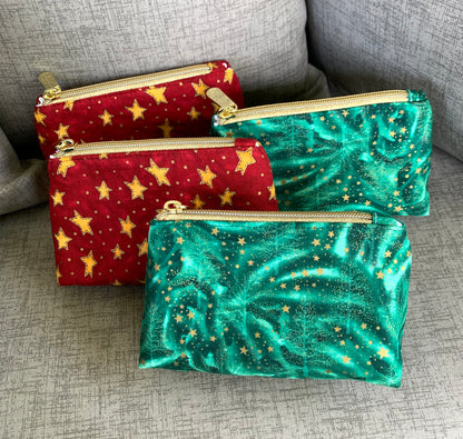 Small Boxed-Bottom Pouch - With Metallic Nylon Zipper