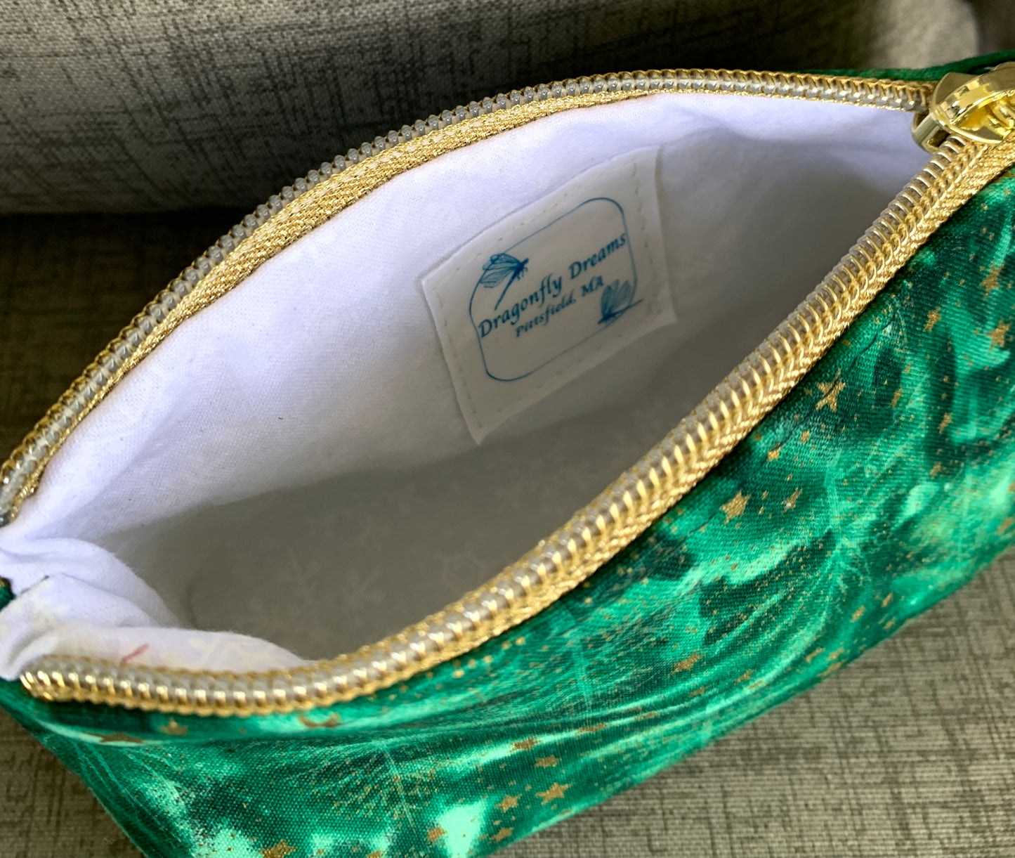 Small Boxed-Bottom Pouch - With Metallic Nylon Zipper