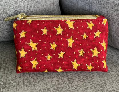Small Boxed-Bottom Pouch - With Metallic Nylon Zipper
