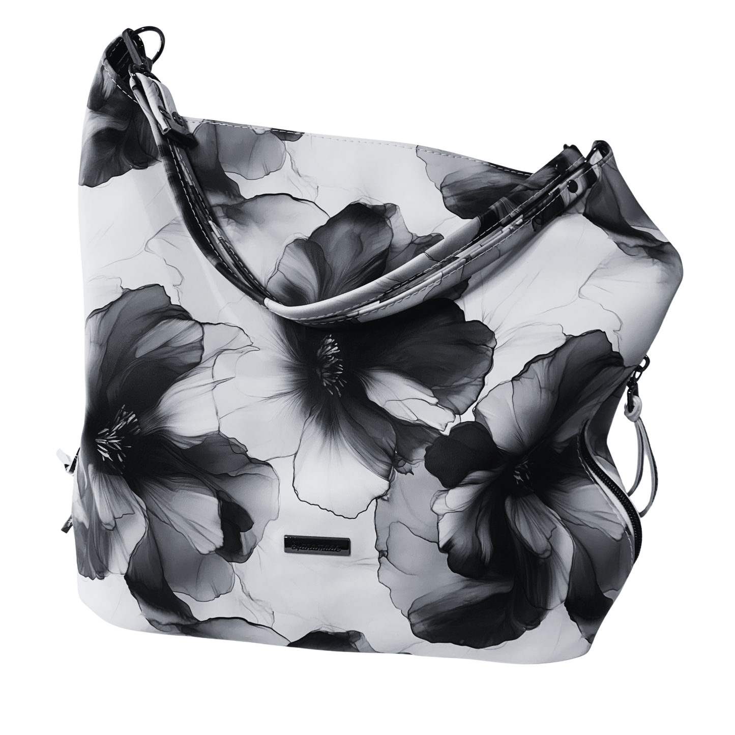 Simplistic Slouch Shoulder Bag - Sapphire Blue Flowers