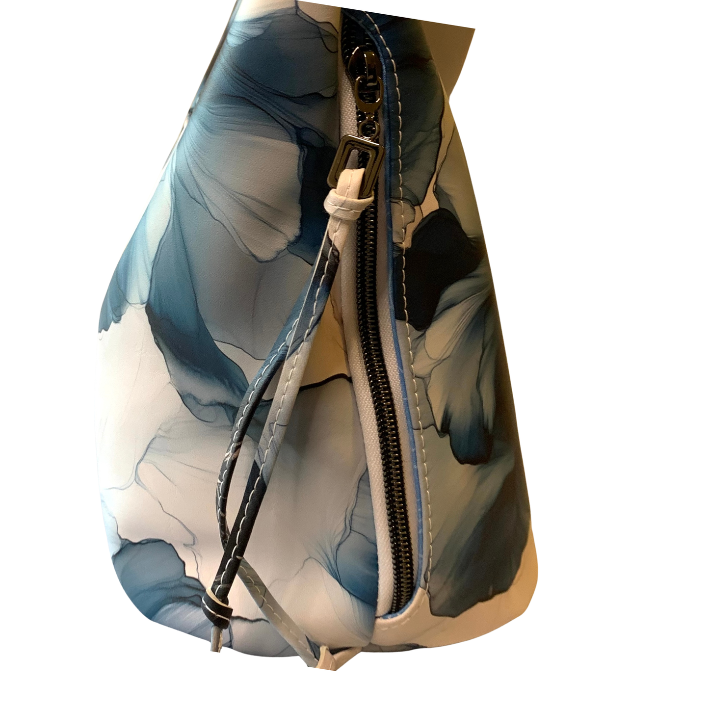 Simplistic Slouch Shoulder Bag - Sapphire Blue Flowers