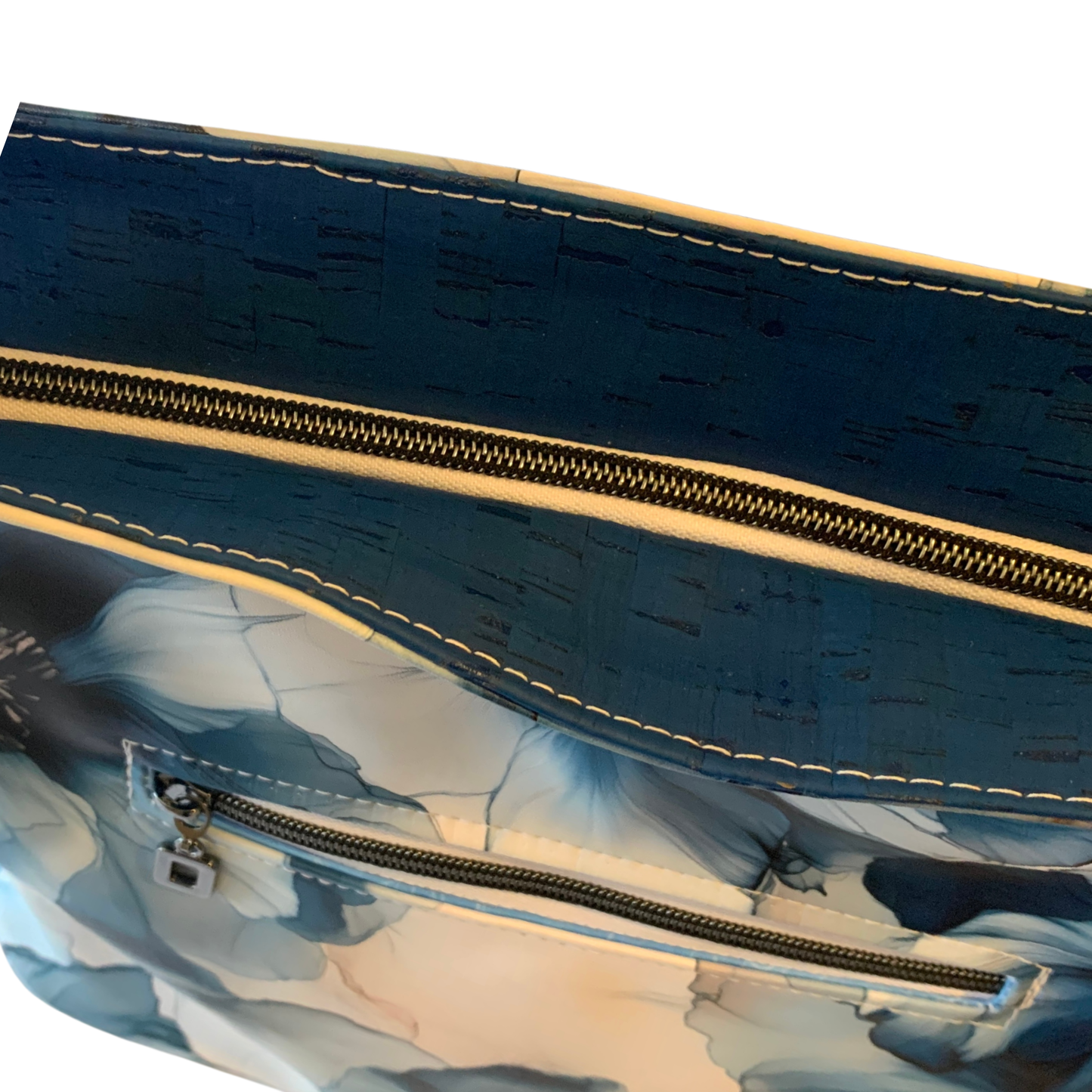 Simplistic Slouch Shoulder Bag - Sapphire Blue Flowers