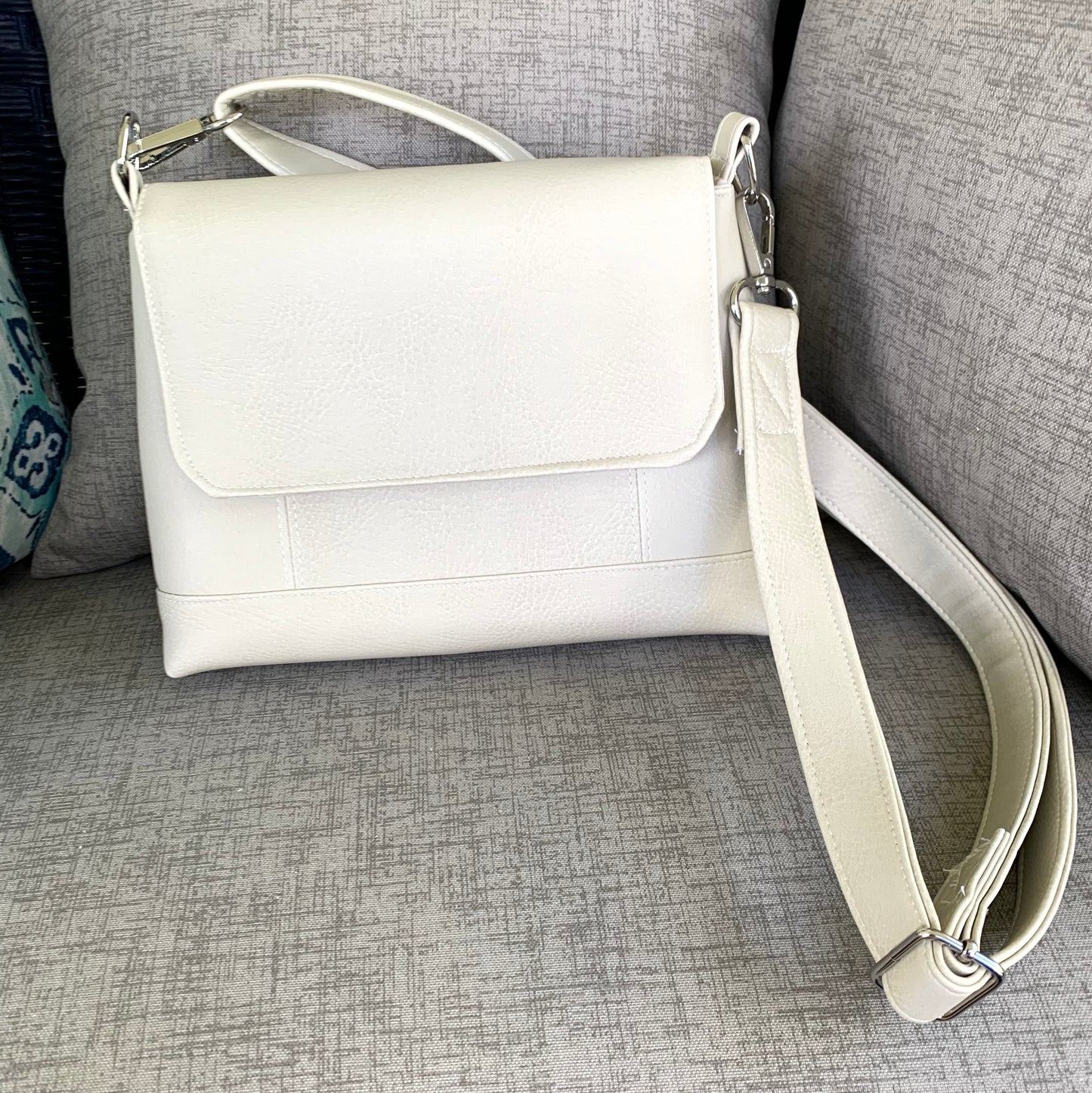 Small Crossbody with Flap Closure - Beige