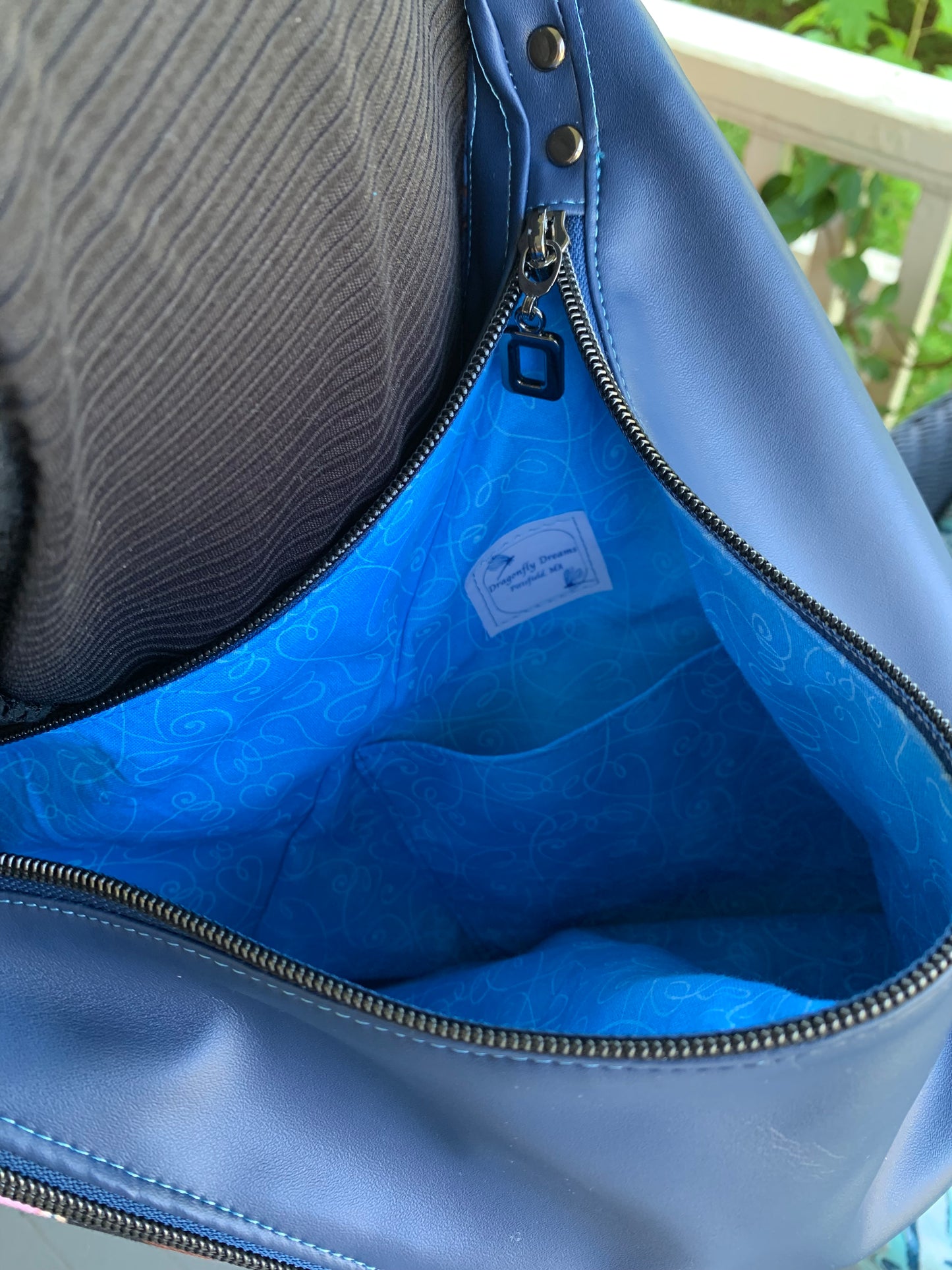 Triangular Shoulder Bag - Navy Geometric